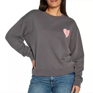 Gray Sweater with Pink Heart Design